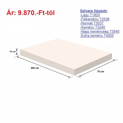 Szivacsmatrac 70X200X10cm