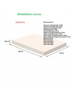 90X200X20 cm